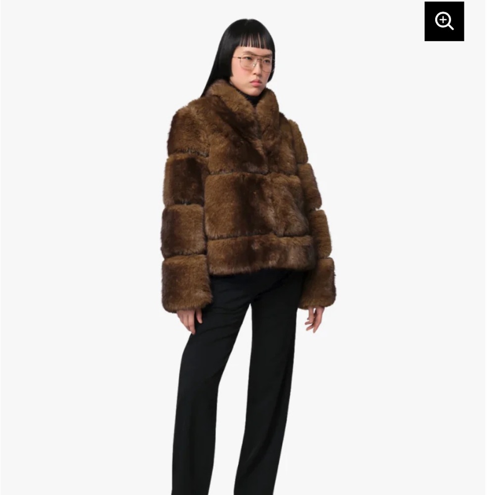 Apparis Faux Fur Coat in Brown - Picture 4 of 4